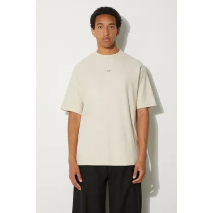 Zdjęcie Drôle de Monsieur t-shirt bawełniany Slogan Classique męski kolor beżowy z nadrukiem PERM-TS202-CO002-MT