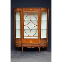 Picture Exquisite quality and very elegant Edwardian, mahogany and inlaid display cabinet - antique
