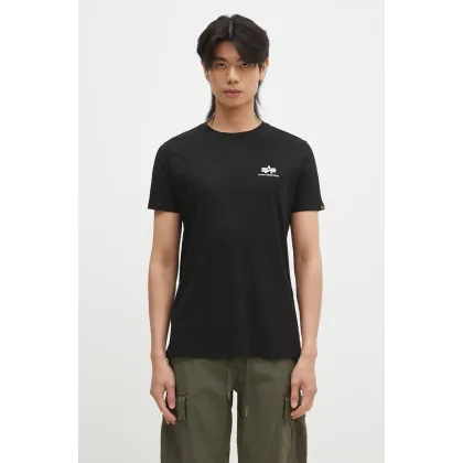 Zdjęcie Alpha Industries t-shirt bawełniany Basic T Small Logo kolor czarny z nadrukiem 188505.03