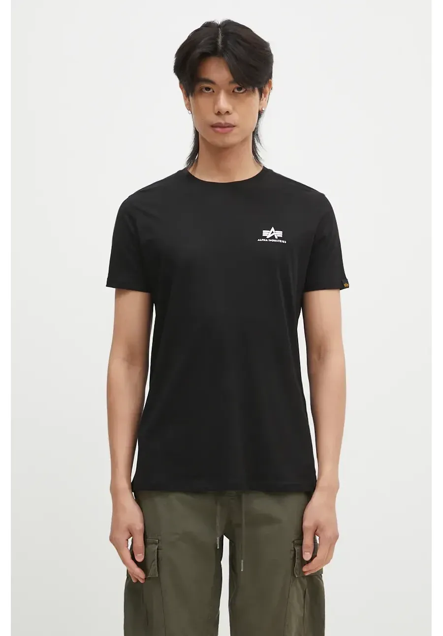 obrazek 1 Alpha Industries t-shirt bawełniany Basic T Small Logo kolor czarny z nadrukiem 188505.03