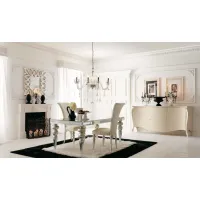 Picture Paul wooden table with glass top and turned legs, silver finish 160/210 x 900cm - Avenanti