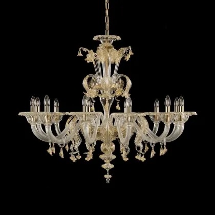 Zdjęcie Fascynujący włoski szklany żyrandol - wykonany ręcznie ze szkła murano