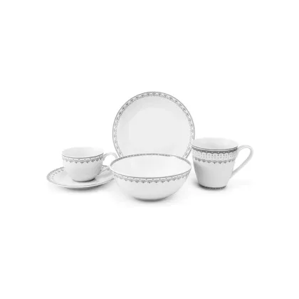 Zdjęcie Czeski zestaw śniadaniowy z porcelany składający się z 5 części w kolorze szarym z kolekcji HyggeLine – wariant 3 – Leander
