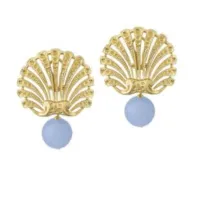 Picture 18K gold-plated silver earrings Blue agate