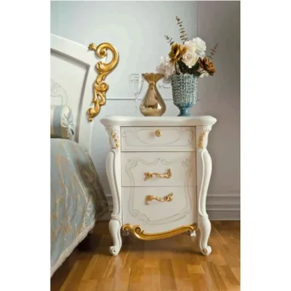 Zdjęcie Luksusowy stolik nocny w bieli i złocie - Casa + 39