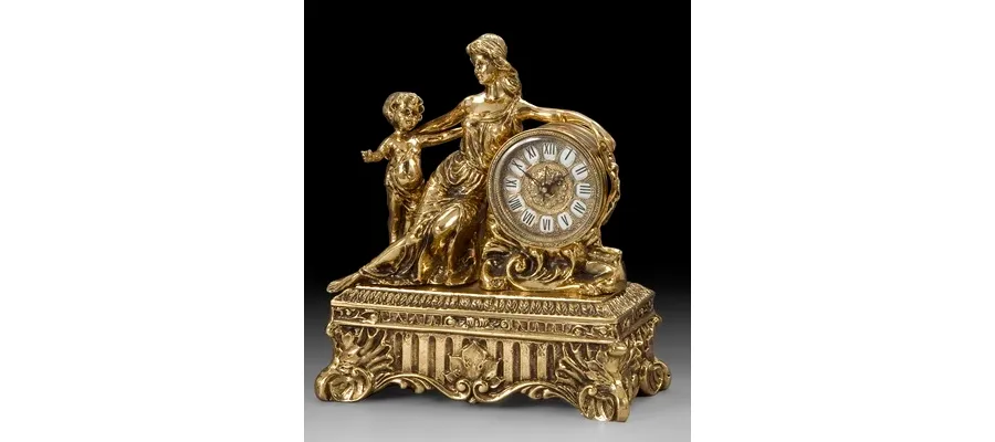 picture 1 Attractive bronze clock with a woman and child