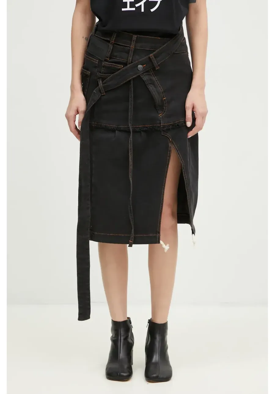 obrazek 1 Ottolinger spódnica jeansowa Signature Wrap Denim Skirt kolor szary midi rozkloszowana 2217040111