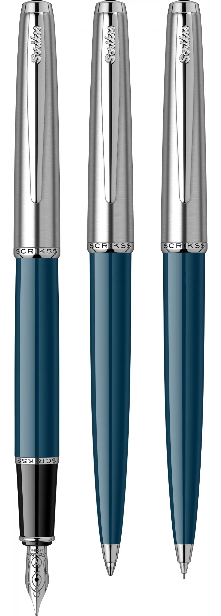 obrazek 1 Zestaw Pióro Wieczne - Długopis - Ołówek Mechaniczny 0.7mm - kolor granatowy
