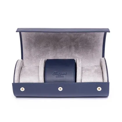 Picture Navy blue leather case for three watches