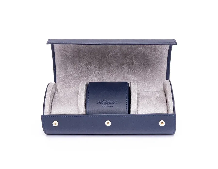 obrazek 1 Granatowe etui skórzane na trzy zegarki