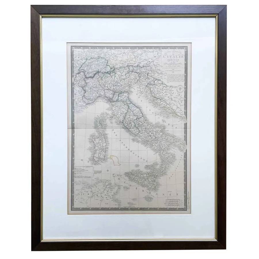 obrazek 2 Adrien Brué Mapa geograficzna Włoch z XIX wieku