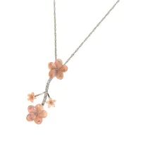 Zdjęcie Naszyjnik ze srebra rodowego Białe cyrkonie Różowa masa perłowa