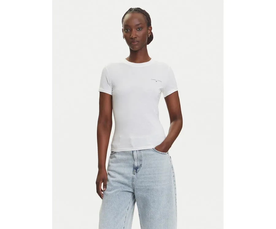 obrazek 1 Tommy Jeans T-Shirt Linear DW0DW21164 Écru Slim Fit