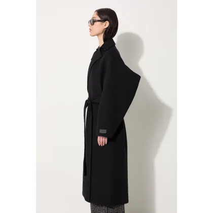 Zdjęcie Kenzo płaszcz wełniany Long Cashemere Coat kolor czarny przejściowy dwurzędowy FE62MA2169WA.99