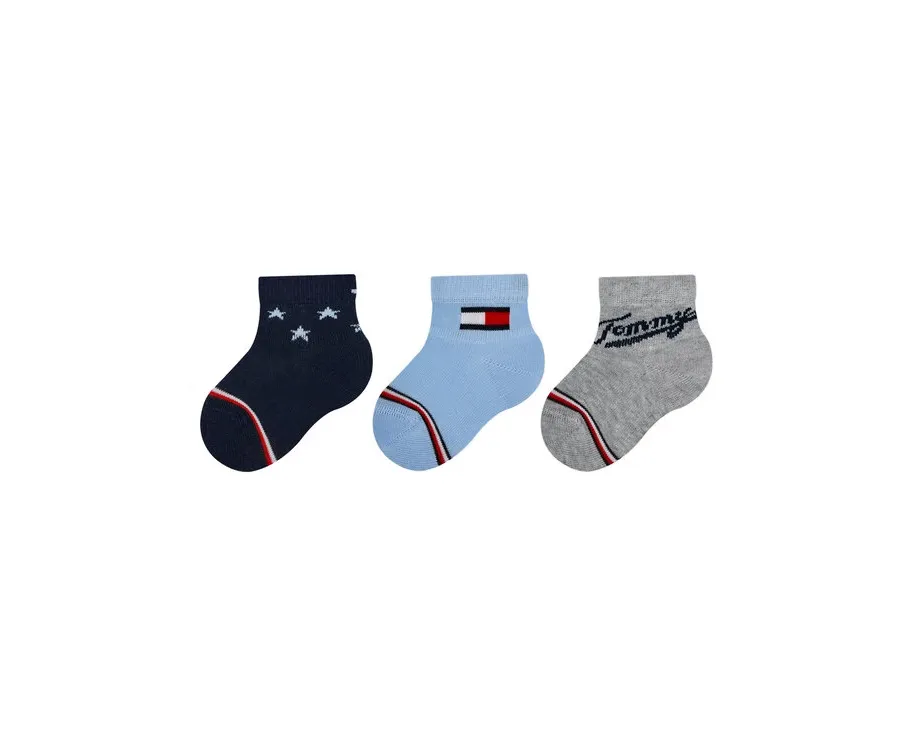 obrazek 1 Tommy Hilfiger Zestaw 3 par wysokich skarpet dziecięcych 701224997 Niebieski
