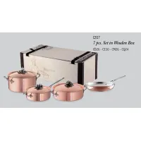 Zdjęcie Komplet 4 profesjonalnych naczyń kuchennych z miedzi wraz z pokrywkami - Ruffoni