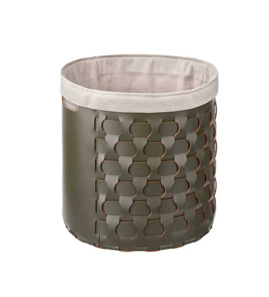 obrazek 2 Okrągły kosz Dubai Ø40xH40 cm w kolorze ciemnooliwkowym