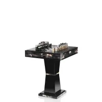 Picture Stylish chess table made of dark corner and wood with black gloss lacquered - Arcahorn