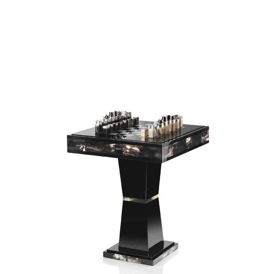 picture 1 Stylish chess table made of dark corner and wood with black gloss lacquered - Arcahorn