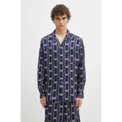 Zdjęcie Needles koszula One-Up - Papillon Stripe męska kolor granatowy relaxed QV106