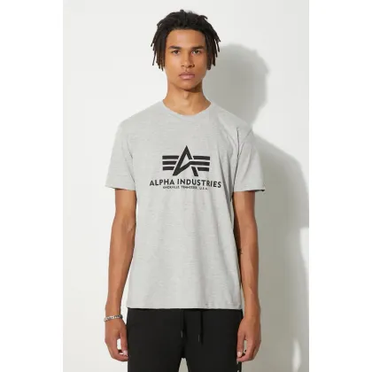 Zdjęcie Alpha Industries t-shirt bawełniany Basic T-Shirt kolor szary z nadrukiem 100501.17