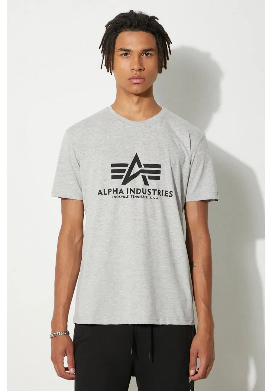 obrazek 1 Alpha Industries t-shirt bawełniany Basic T-Shirt kolor szary z nadrukiem 100501.17