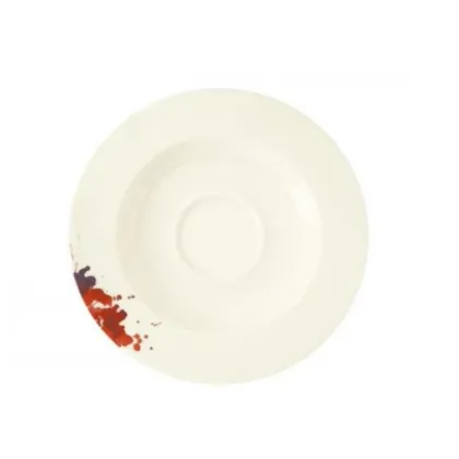 Zdjęcie Stylowy kremowy spodek zdobiony motywem kwiatu geranium z Niemiec – Tettau