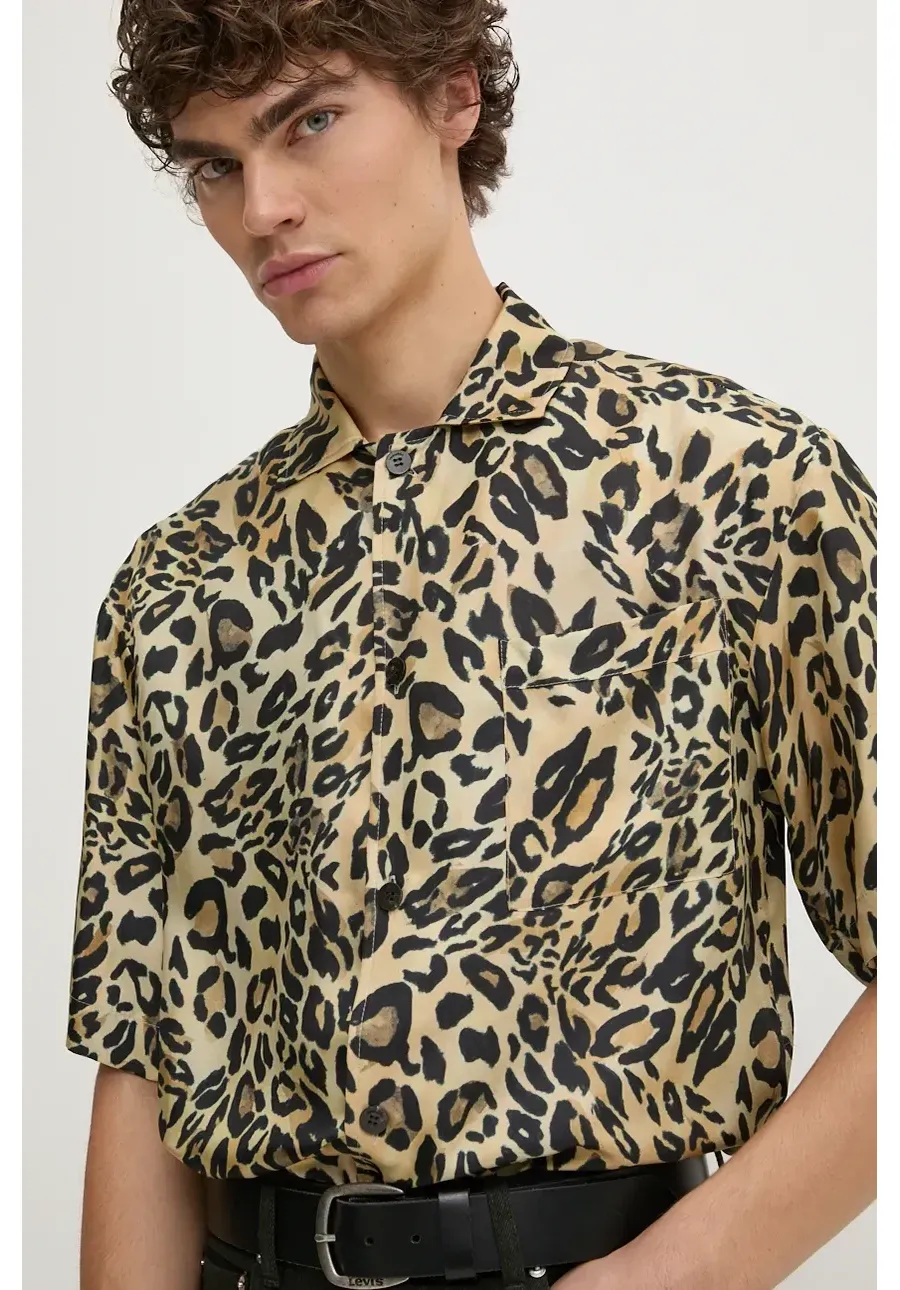 obrazek 1 Nanushka koszula MAXTON męska kolor beżowy relaxed z kołnierzykiem klasycznym NM24PFSH06271