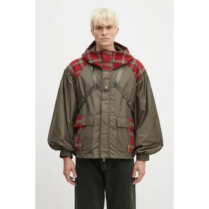Zdjęcie Andersson Bell kurtka z domieszką wełny Puff Sleeve Harness Jumper kolor zielony przejściowa oversize awa625u