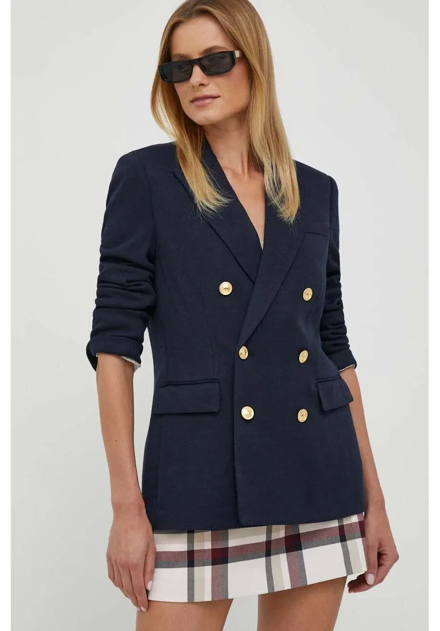 obrazek 1 Polo Ralph Lauren marynarka z domieszką wełny kolor granatowy dwurzędowa gładka