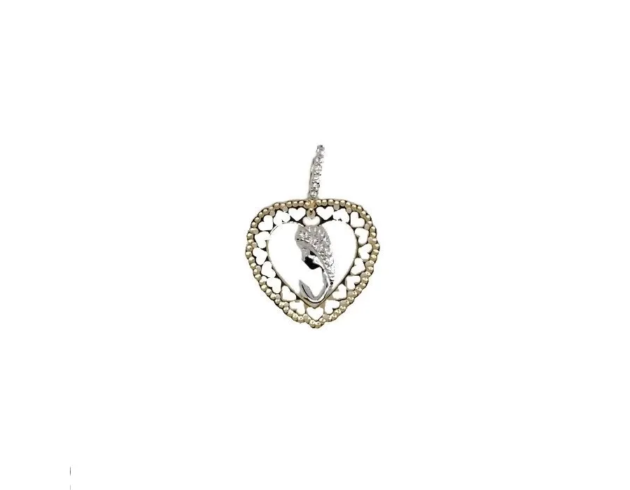 obrazek 1 Madonna z welonem błyszczącą i obrobioną płytką w kształcie serca o wymiarach 20x20mm.