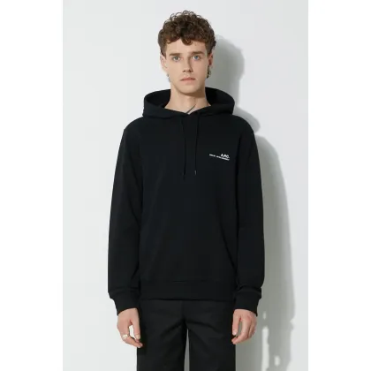 Zdjęcie A.P.C. bluza bawełniana Hoodie Item męska kolor czarny z kapturem gładka COEAS.H27672-DARKNAVY