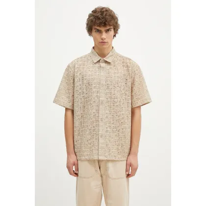 Zdjęcie PLEASURES koszula Lacy Button Down męska kolor beżowy relaxed z kołnierzykiem klasycznym P24F050