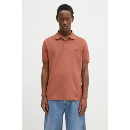 Zdjęcie Fred Perry polo bawełniane męski kolor pomarańczowy gładki M6000.Y52