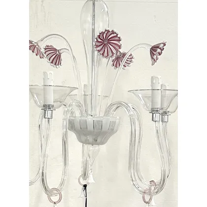 Zdjęcie Wytworny szklany żyrandol ze szkła Murano na 5 żarówek