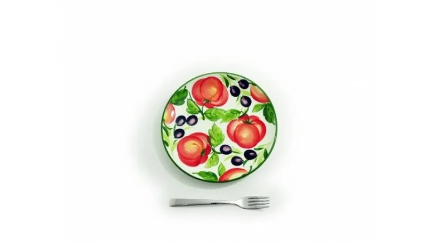 obrazek 1 Oryginalny malowany talerz zdobiony pomidorami i oliwkami - Le Ceramiche