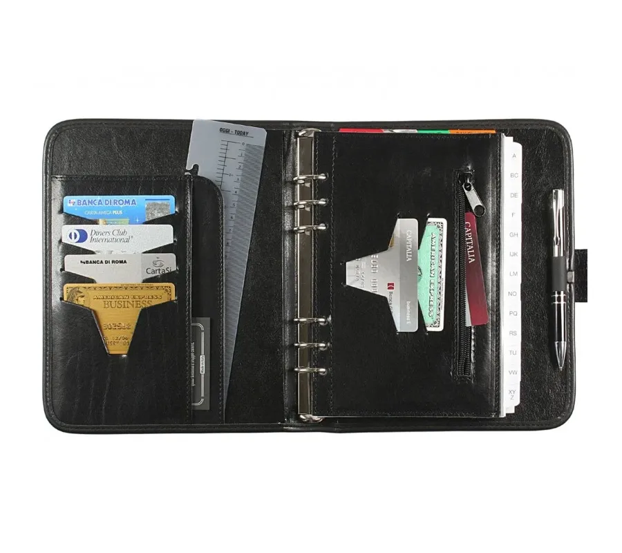 obrazek 2 Idealny na spotkania - czarny skórzany organizer 15x21 cm