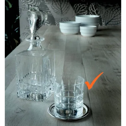 Zdjęcie Zjawiskowy komplet 6 szklanek do whisky wraz z talerzykami z posrebrzanego mosiądzu