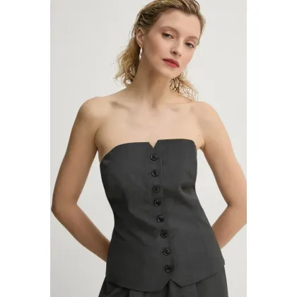 Zdjęcie Samsoe Samsoe top z domieszką wełny SAELLEN kolor szary gładka F24400131