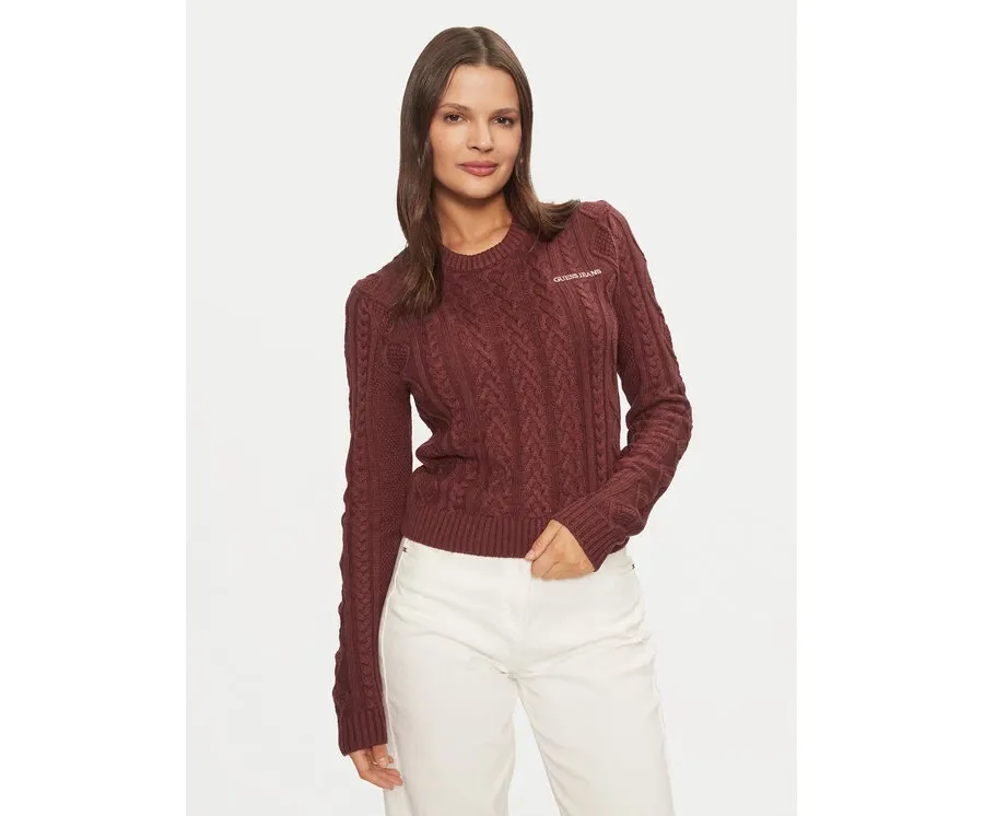 obrazek 1 Guess Jeans Sweter W4BR13 Z3HN2 Bordowy Regular Fit