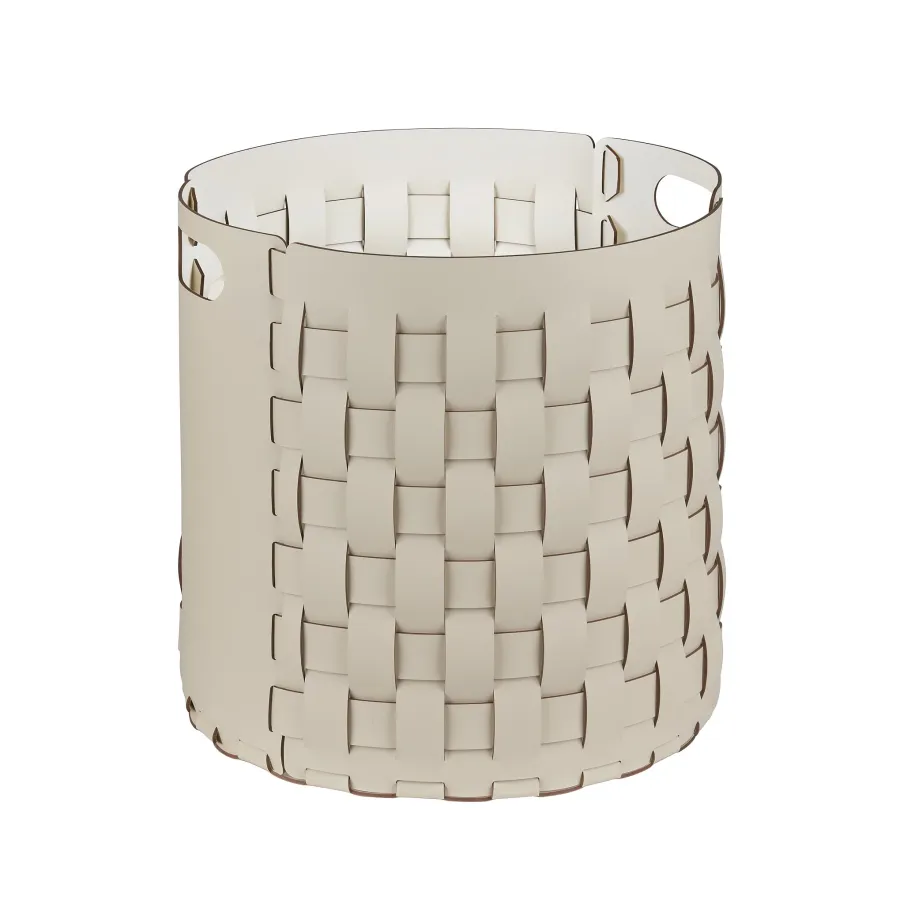 obrazek 1 Luksusowy kosz Bottega Ø40xH40 cm w oryginalnym waniliowym kolorze