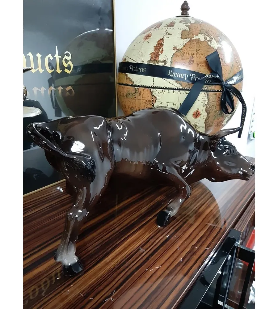 obrazek 3 Brązowy byk ceramiczny, idealny prezent na biurko - Il Gattopardo