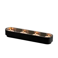 Picture Luxurious black leather candle holder with chrome finish
