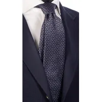 Picture A unique, navy blue tie with a light blue pattern