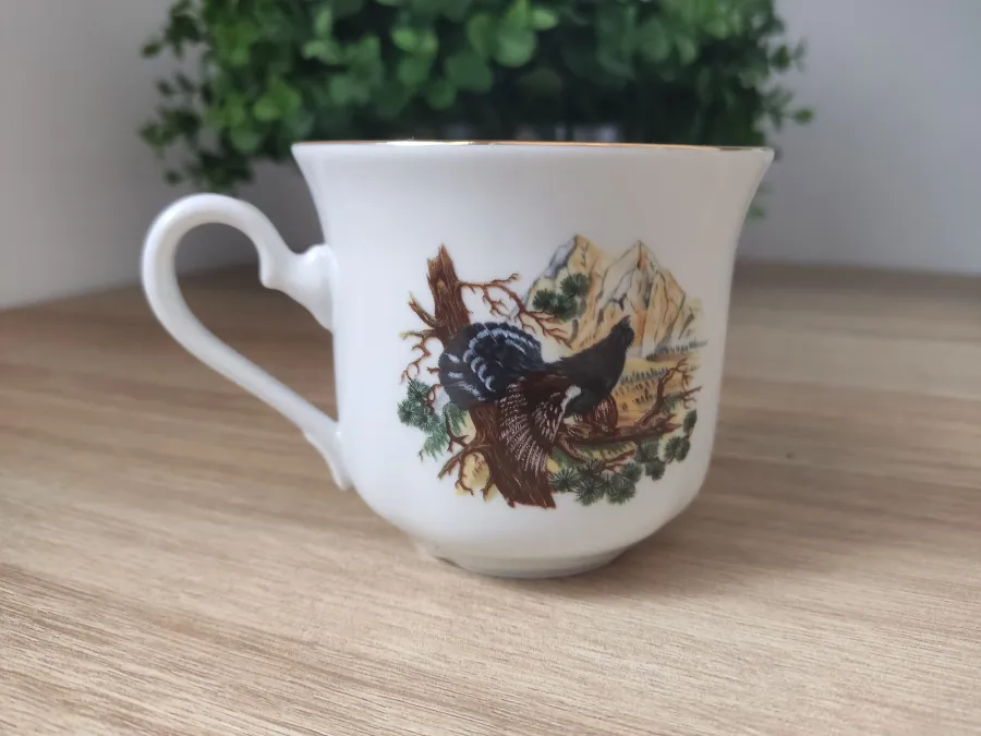 obrazek 2 Stylowa filiżanka do herbaty ze spodkiem z porcelany zdobiona losowym motywem myśliwskim – Leander