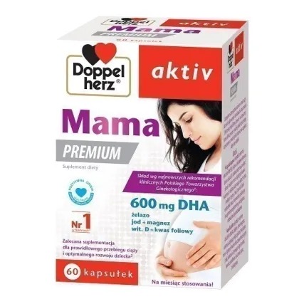 Zdjęcie Doppelherz Aktiv Mama Premium, Suplement diety dla kobiet w ciąży i karmiących piersią, Kapsułki DOPPELHERZ