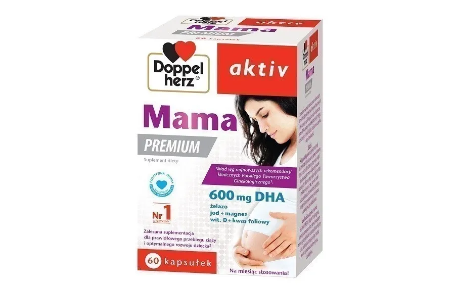 obrazek 1 Doppelherz Aktiv Mama Premium, Suplement diety dla kobiet w ciąży i karmiących piersią, Kapsułki DOPPELHERZ