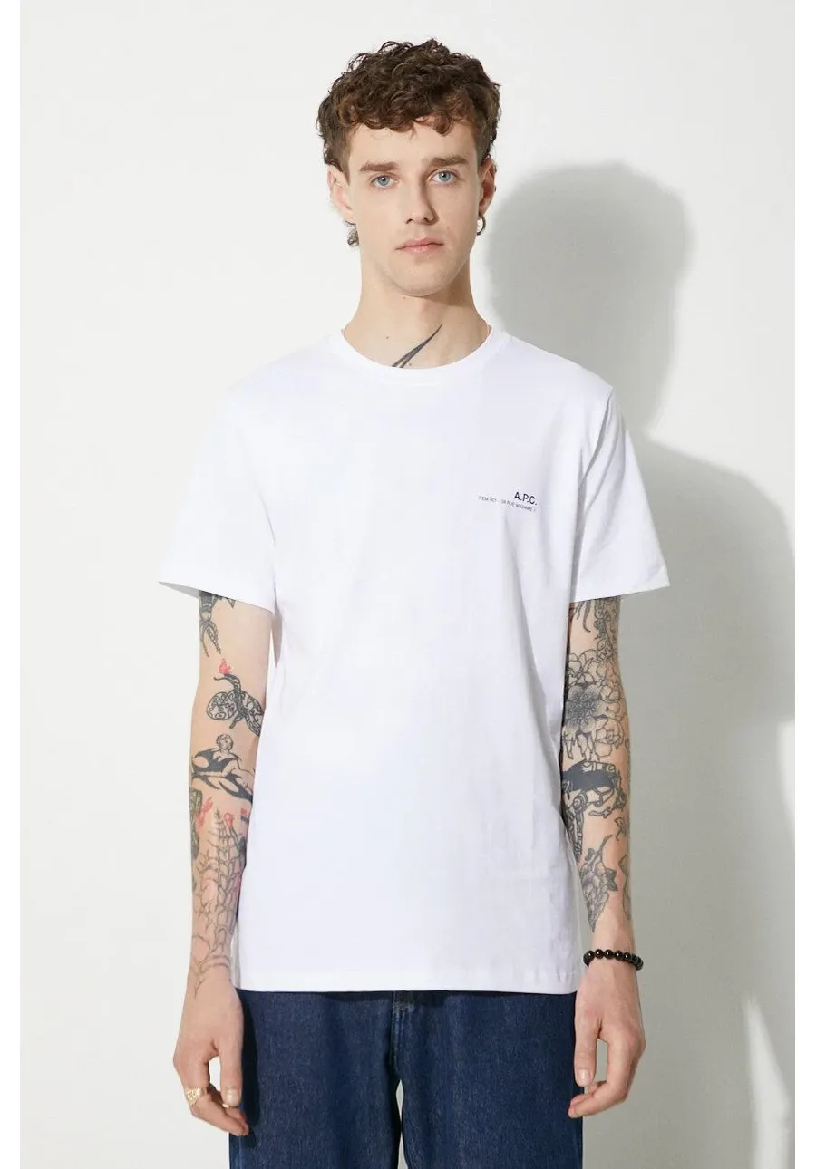 obrazek 1 A.P.C. t-shirt bawełniany Item F kolor biały z nadrukiem COEOP.H26904-WHITE