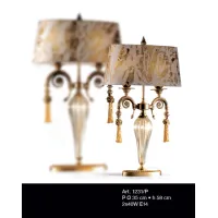 Picture Lamp with two lights in antique gold with a clear and gold Murano glass element - Il Paralume Marina