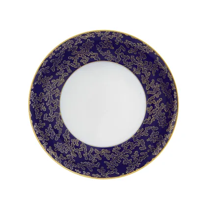 Zdjęcie Granatowo-biały talerz obiadowy Caillouté z porcelany ze złotym wzorem - Vista Alegre